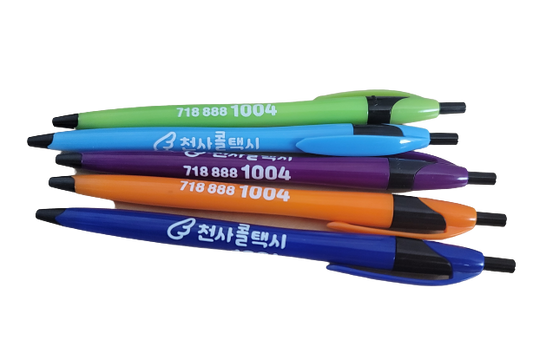 힌색 슬림형 클릭펜<br>White Barrel Slim & Clicker Pen