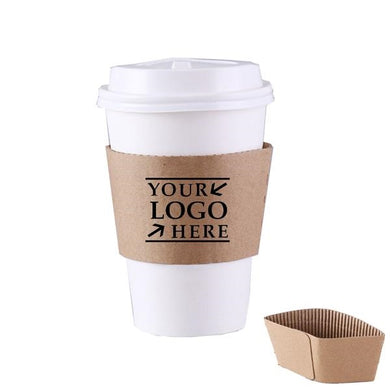 12온스 종이 커피 컵 세트, 슬리브에 각인된 200세트 로고