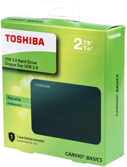 Toshiba Canvio Basics 2TB Portable External Hard Drive USB 3.0, Black