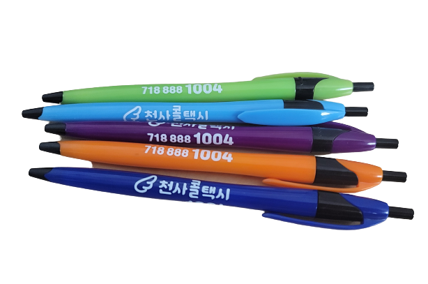 힌색 슬림형 클릭펜<br>White Barrel Slim & Clicker Pen